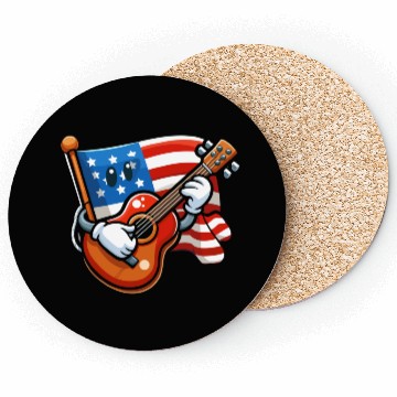 Discover Guitar 4th July American Flag Coasters