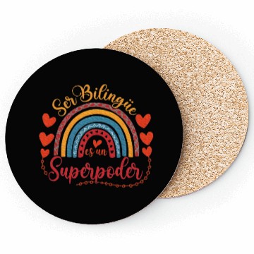 Discover Ser bilingue es un superpoder Spanish Teacher Coasters