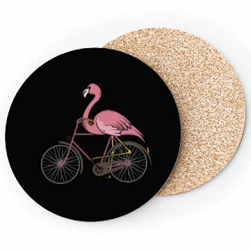 Discover Flamingo Riding A Bicycle Coasters