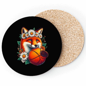 Discover Fox Holding Basketball with Daisy Fox Lovers Coasters