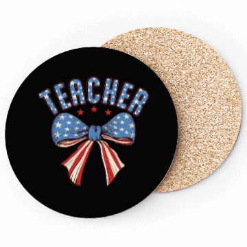 Discover Teacher 4th Of July Coquette Bow Coasters