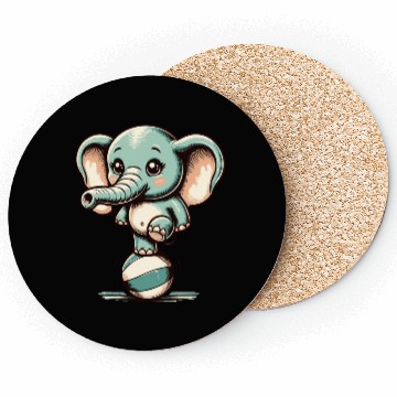 Discover cute cartoon elephant on exercise ball Coasters