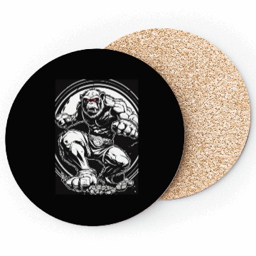 Discover Zombie ape street fighter black and white circle l Coasters