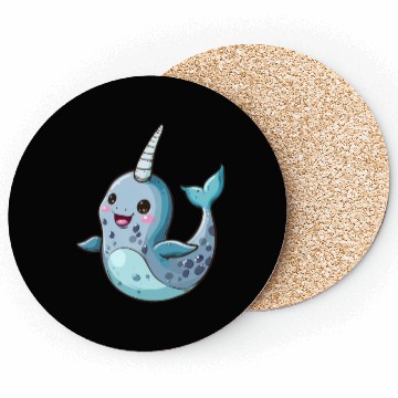 Discover Adorable Narwhal Cartoon Enchantment Coasters