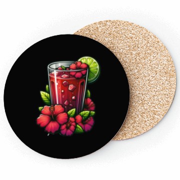 Discover Red Flower Hibiscus Tea Coasters