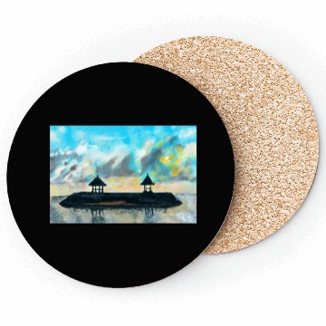 Discover Peaceful sunset on beach scene with acrylic Coasters