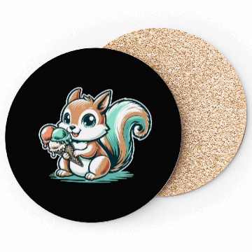 Discover Cute cartoon squirrel with ice cream Coasters