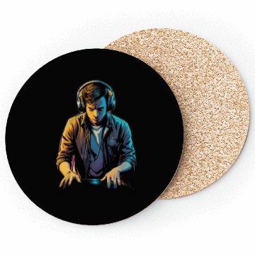 Discover Neon DJ Youth Illustration Coasters