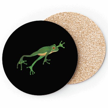 Discover Green Frog Smiling and Jumping Coasters