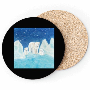 Discover Polar Bears (Ursus maritimus) - Bear Mother & Cubs Coasters