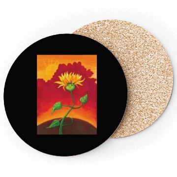 Discover Cute Sunflower At Sunset Illustration Coasters