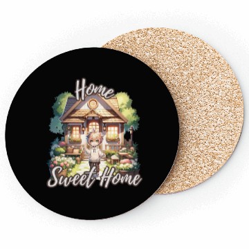 Discover Home Sweet Home House Cabinand Person Waving 1 Coasters