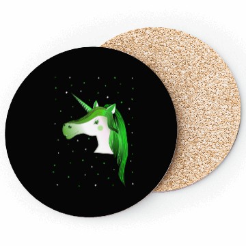 Discover green unicorn with stars Coasters
