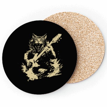 Discover Meow Cat Playing Guitar Instruments Awesome Coasters