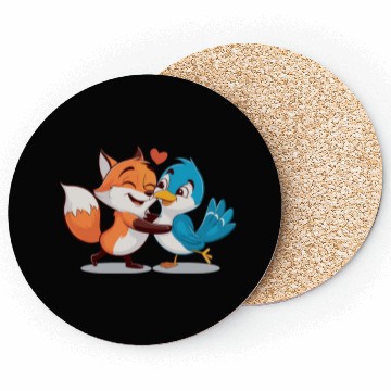 Discover Cute Fox and Bird Love Coasters
