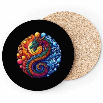 Discover Vibrant Yin Yang Dragon Coasters