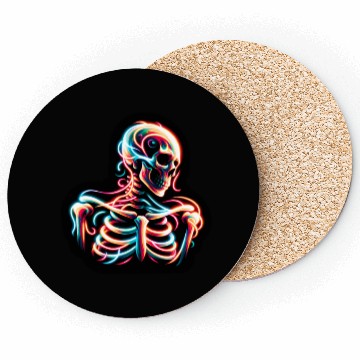 Discover Neon Skeleton Psychedelic Glow Art Coasters