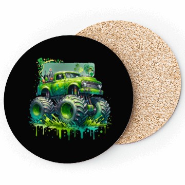 Discover Monster Truck Shamrock Coasters