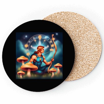 Discover Sagittarius zodiac sign with mushrooms Coasters