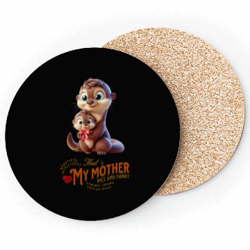 Discover mother otter with her little son Coasters