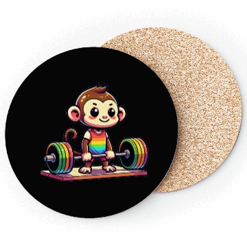 Discover Cool Monkey Deadlifting In The Gym Coasters