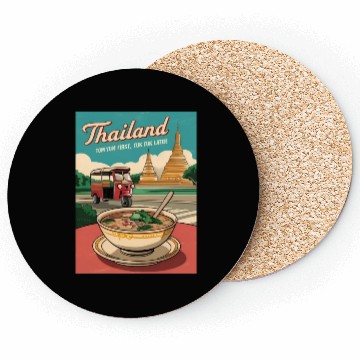 Discover Funny Vintage Travel Thailand Humor Retro Graphic Coasters