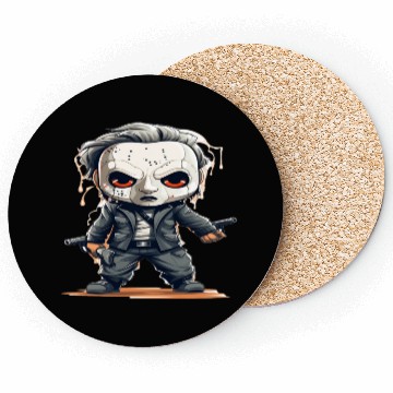 Discover Chibi Horror Icon - Cute yet Deadly Masked Charact Coasters