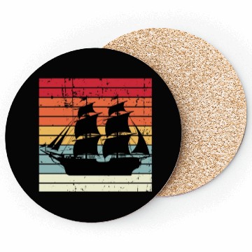 Discover Vintage Retro Sun Set Pirate Ship Coasters