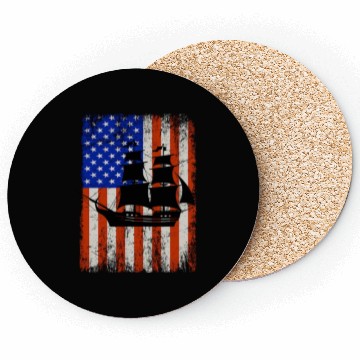 Discover Stars, Stripes & Pirate Ship American Flag Coasters