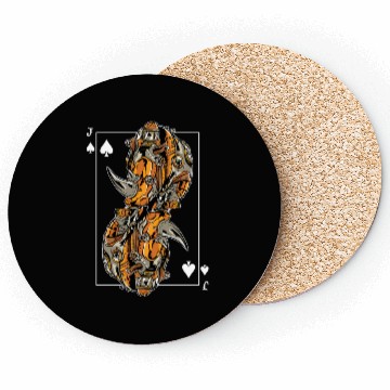 Discover Rhinoceros Steampunk Card Game Jack of Spades Coasters