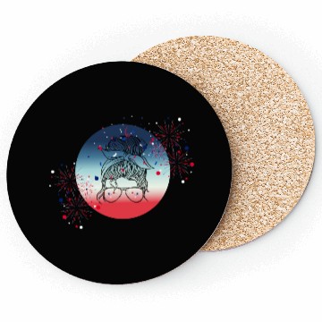 Discover 4th Of July Fireworks Messy Bun Coasters