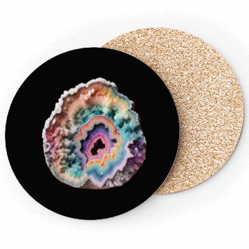Discover Fantasy Pastel Rainbow Geo Stone Crystal Coasters