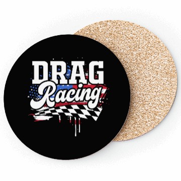Discover Racetrack Car Racing Lover US Flag Drag Racing Coasters