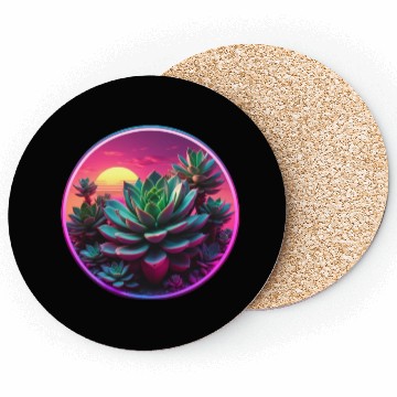 Discover Synthwave Succulent Art Coasters