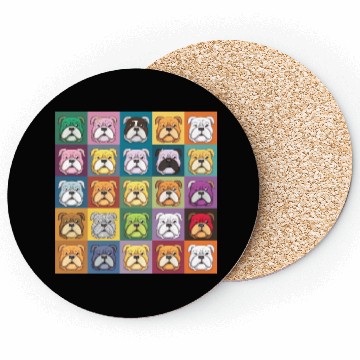 Discover Bulldog Patchwork: Vivid Canine Quilt Coasters