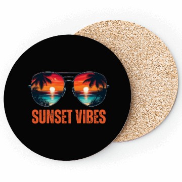 Discover Sunset Vibes Tropical Sunglasses Design Coasters