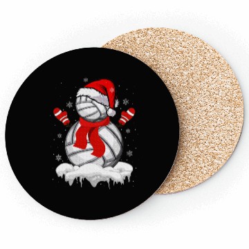 Discover Volleyball Snowman Christmas Fun Coasters