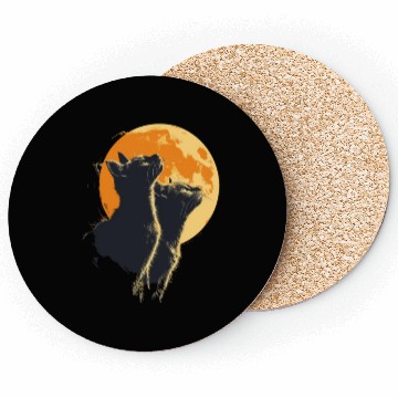 Discover Charming Cat Duo with Moon for a Cat Lover Coasters