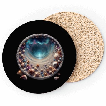 Discover Ocean Meets the Shore inside a circle design Coasters