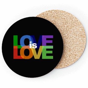 Discover love is love rainbow colored letters Coasters