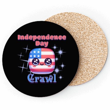 Discover Independence Day Crawl kawaii icon Design Coasters