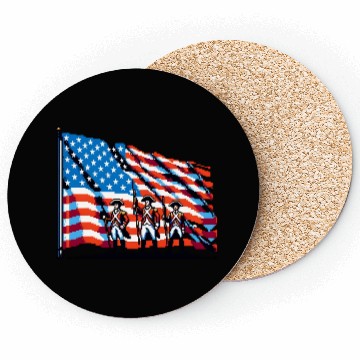 Discover The American Flag Pixel Art Design Coasters