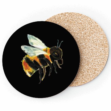 Discover Cute Bumble Bee Flying Illustration Coasters