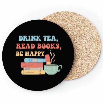 Discover Drink Tea Read Books Be Happy Coasters