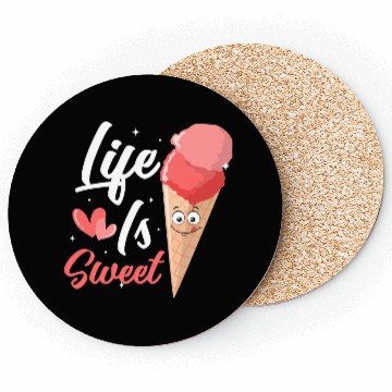 Discover Life Is Sweet Cone Scoop Ice Cream Coasters