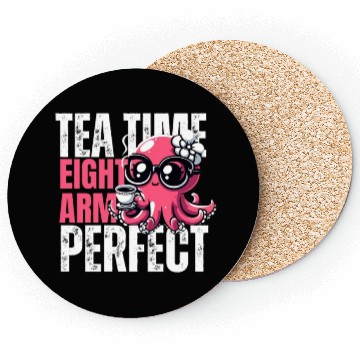 Discover funny OCTUPUS TEA TIME humorous tea lover Coasters