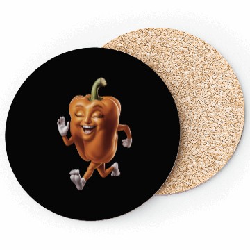 Discover Orange Bell Pepper Running Realistic Coasters