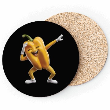 Discover Yellow Bell Pepper Dabbing Realistic Coasters