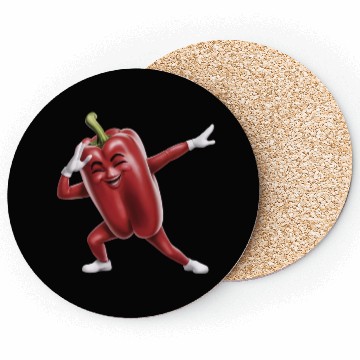 Discover Red Bell Pepper Dabbing Realistic Coasters