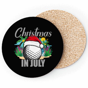 Discover Christmas in July Golf Santa Hat Funny Summer Coasters